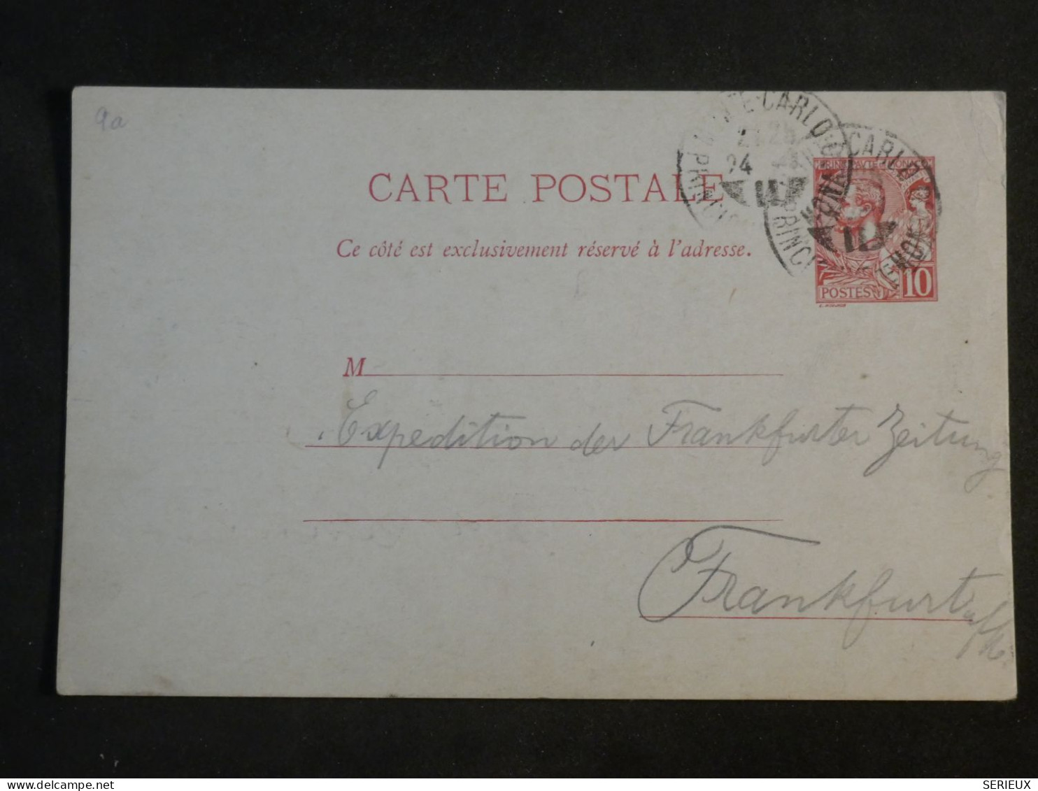 DH4 MONACO   BELLE  CARTE ENTIER  1921  MONTE CARLO  A   FRANKFURT ALEMANIA     ++AFF.   INTERESSANT+++ - Postal Stationery