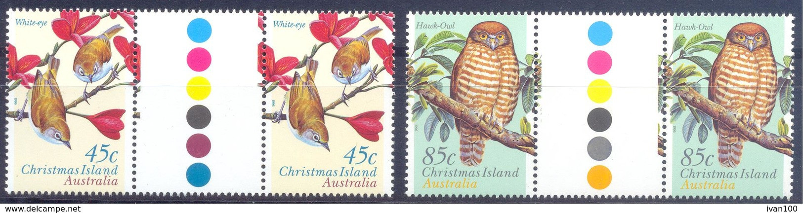 1996. Christmas Island, Birds, 2 Sets In Gutter Pairs, Mint/** - Christmas Island