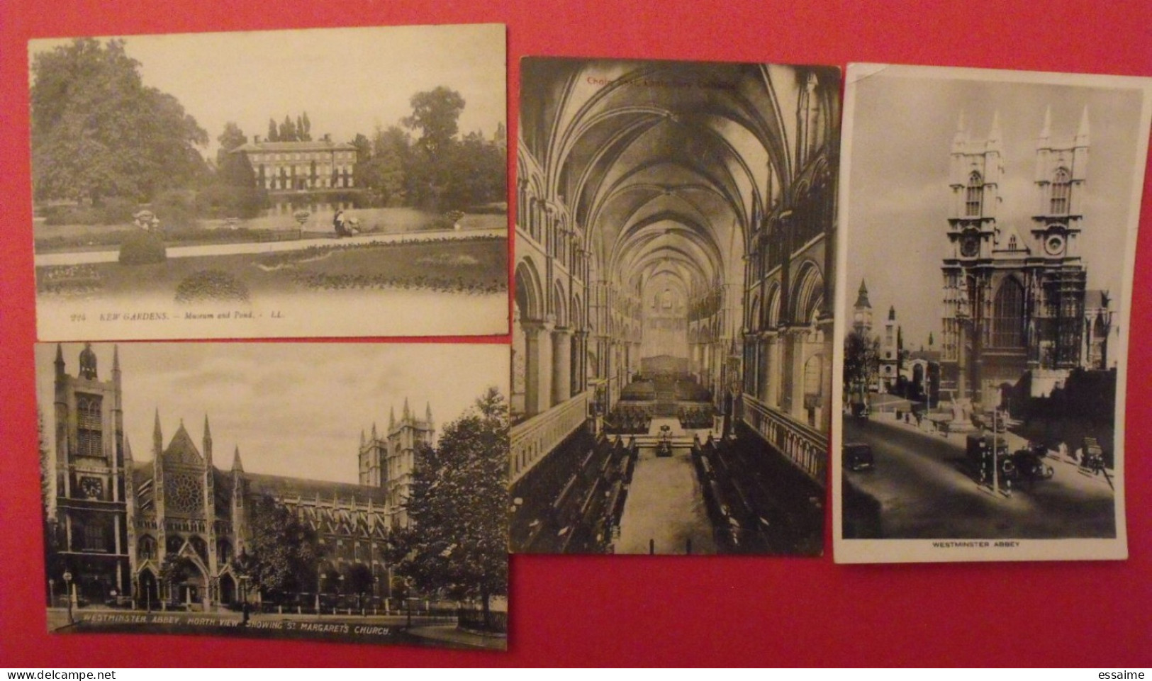 Lot De 4 Cartes Postales. Royaume-Uni. Westminster Abbey Canterburry Kew Gardens - Colecciones Y Lotes