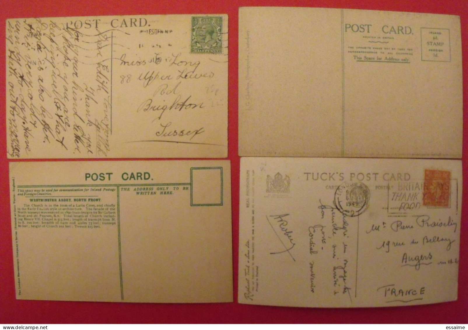 Lot De 4 Cartes Postales. Royaume-Uni. Westminster Abbey Canterburry Kew Gardens - Collezioni E Lotti