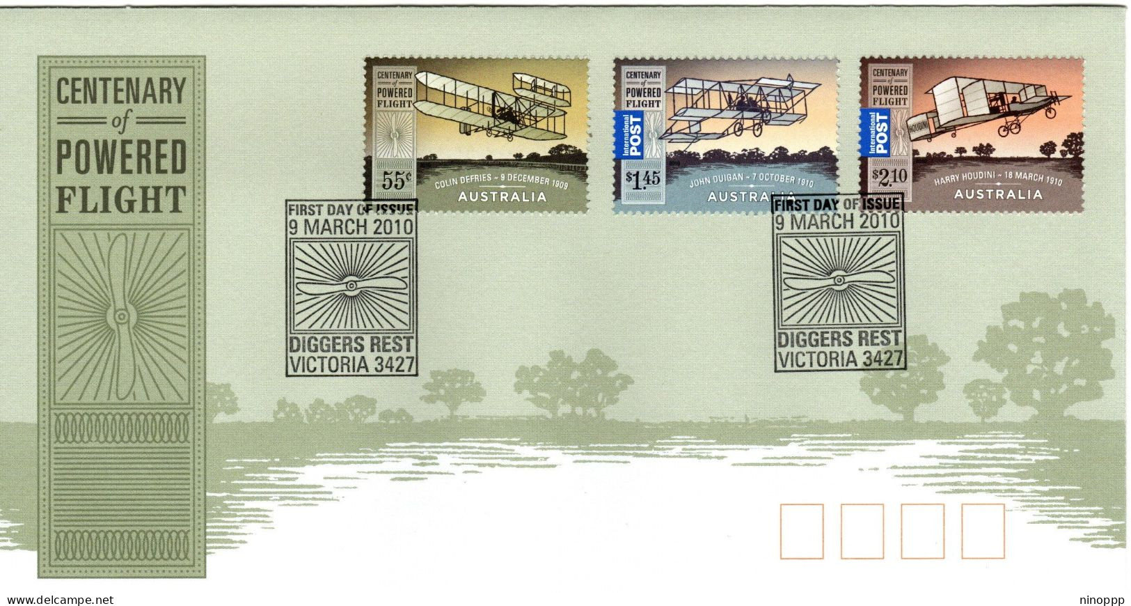 Australia 2010  Centenary Of Powered Flight ,FDI - Marcophilie