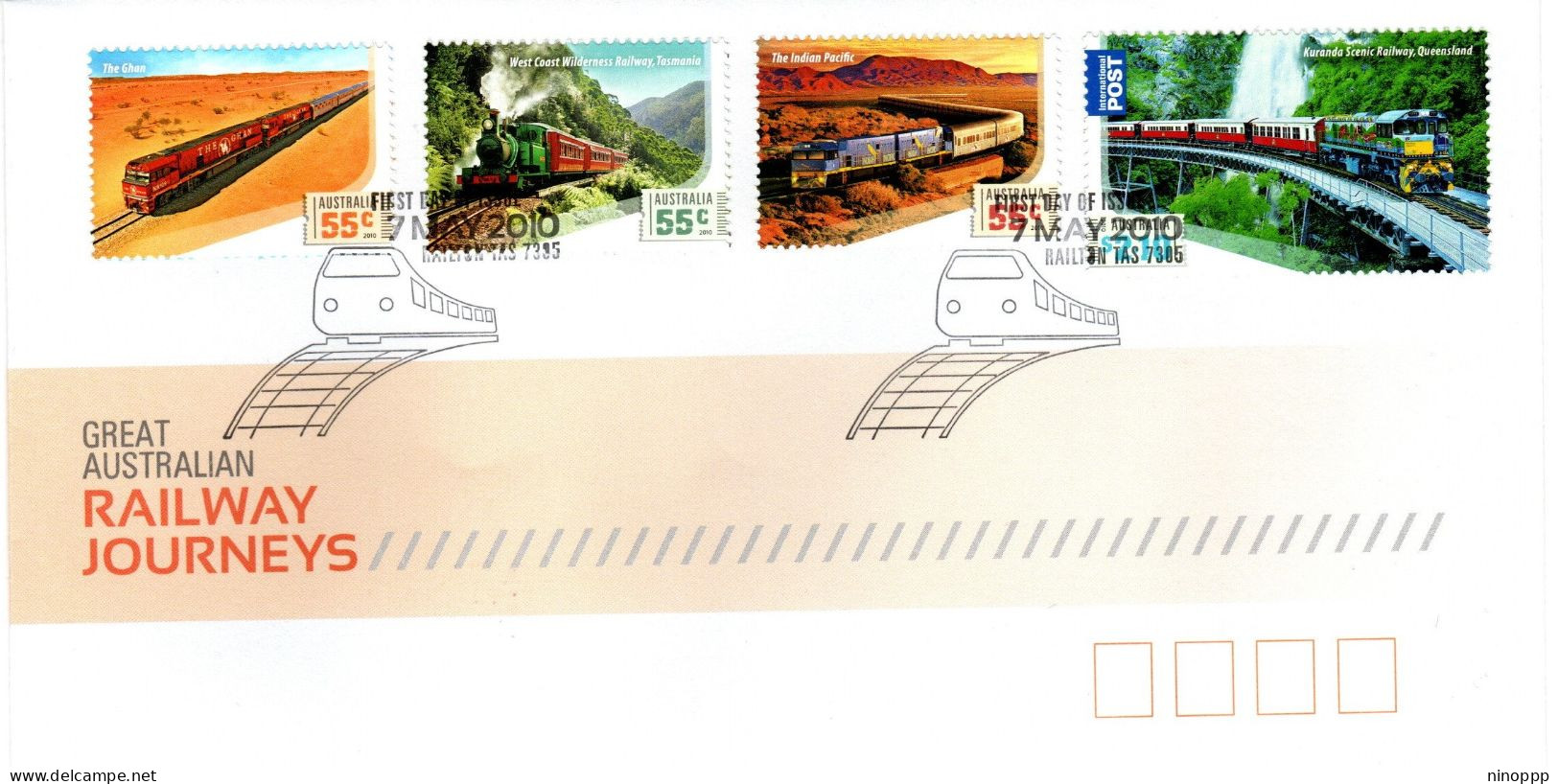 Australia 2010 Tailway Journeys,First Day Cover - Marcofilie