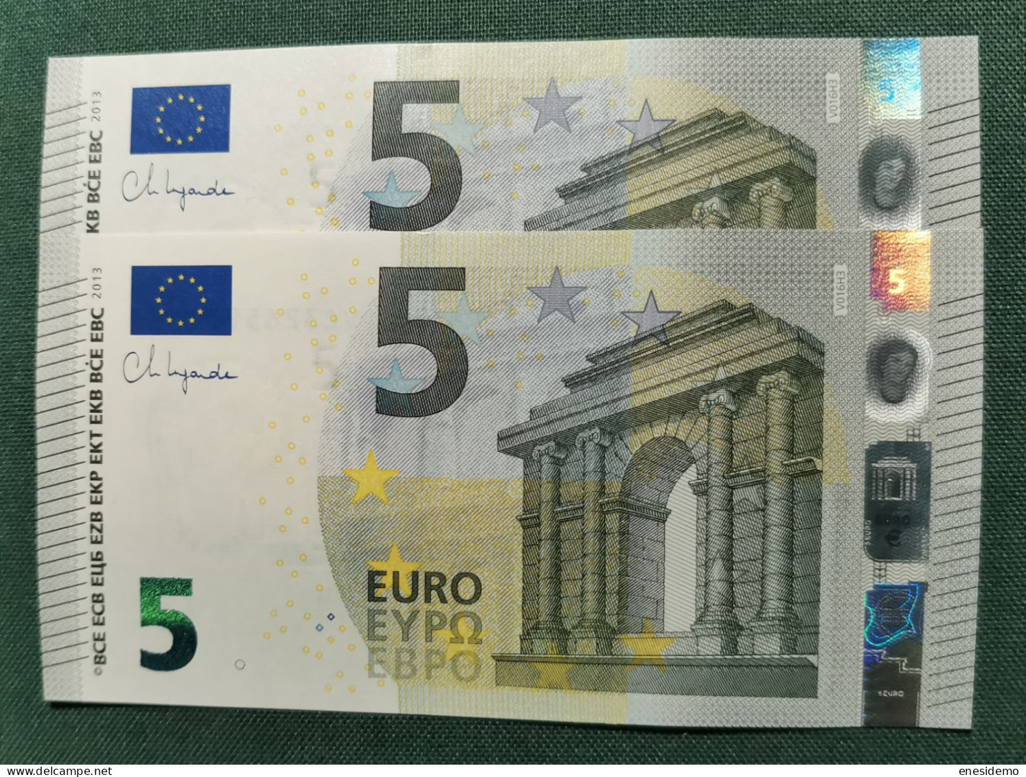 5 EURO SPAIN 2013 LAGARDE V016H3 VC CORRELATIVE COUPLE HUNDRED CHANGE SC FDS UNCIRCULATED  PERFECT - 5 Euro