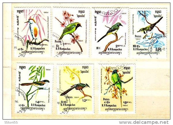 1984 Fauna  BIRDS    7v.- Used (O)  R.P. KAMPUCHEA - Kampuchea