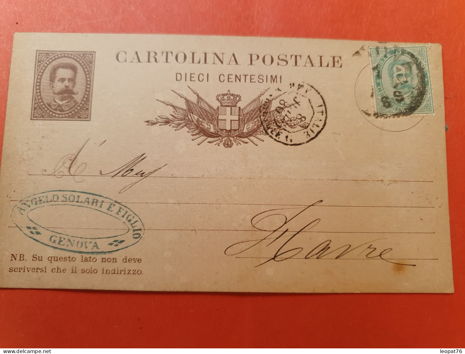 Italie - Entier Postal + Complément De Gênes Pour Le Havre En 1880 - J 408 - Postwaardestukken