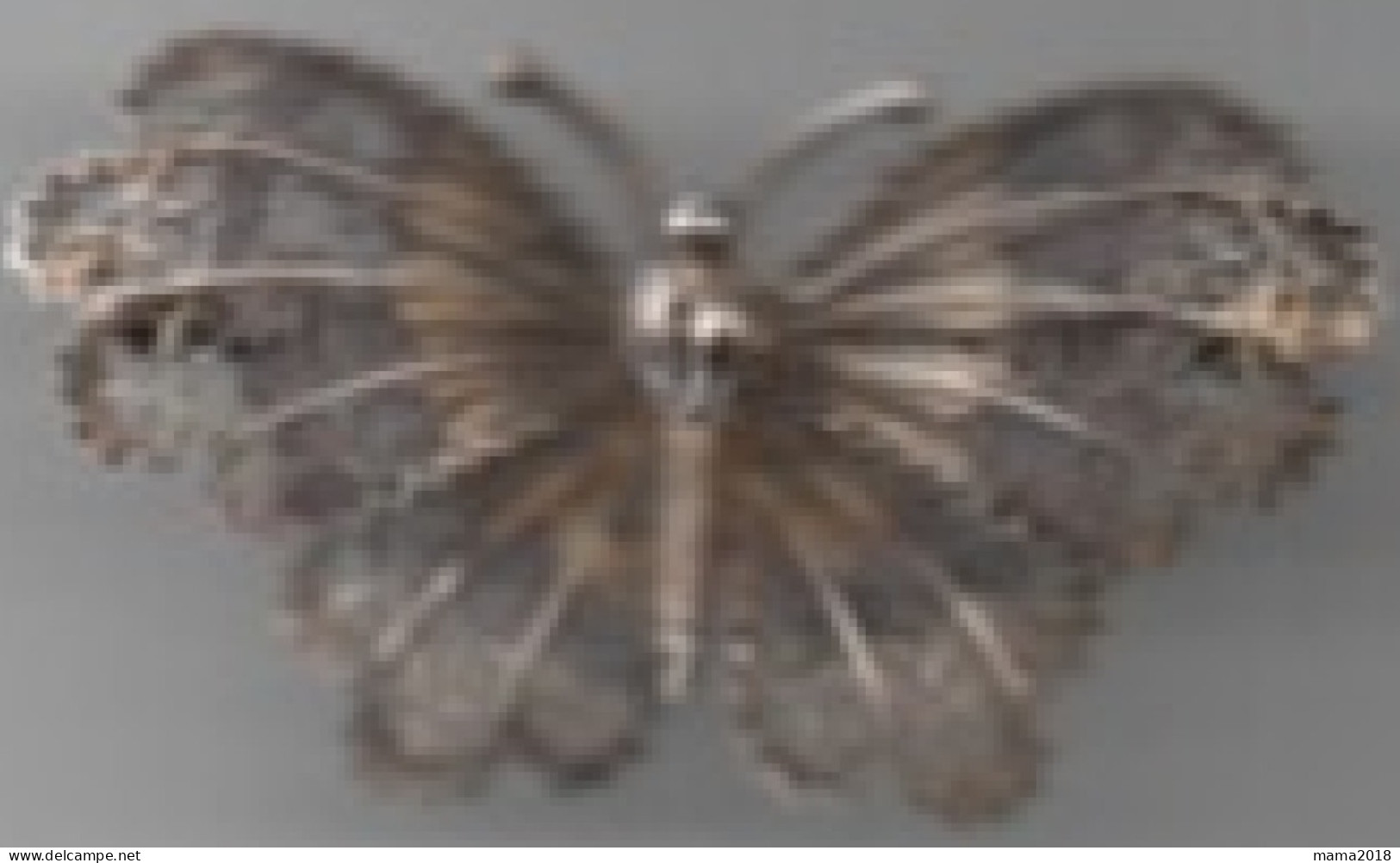 Ancienne  Broche Papillon 43 Mm  X 25 Mm Poinçon  Argent 800 - Brooches