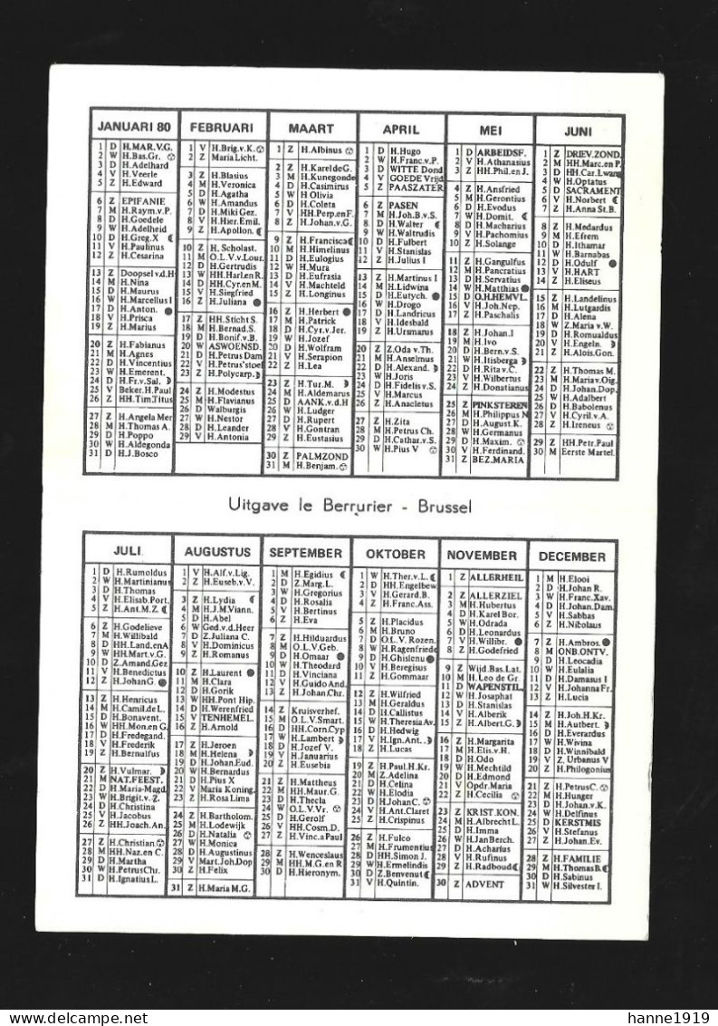 Antwerpen Meir Ippa Spaarkas Bank Kalender 1980 Calendrier Htje - Grossformat : 1971-80