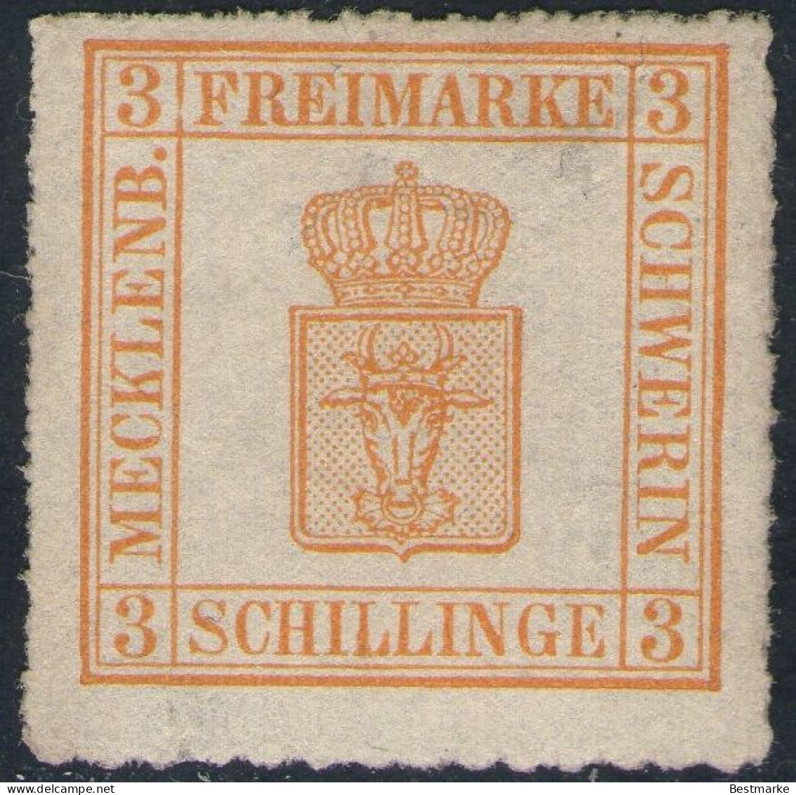 3 Shilling Chromgelb - Schwerin Nr. 7 II Mit DZ/Abart - Ungebraucht Mit Gummierung - Pracht - Mecklenbourg-Schwerin