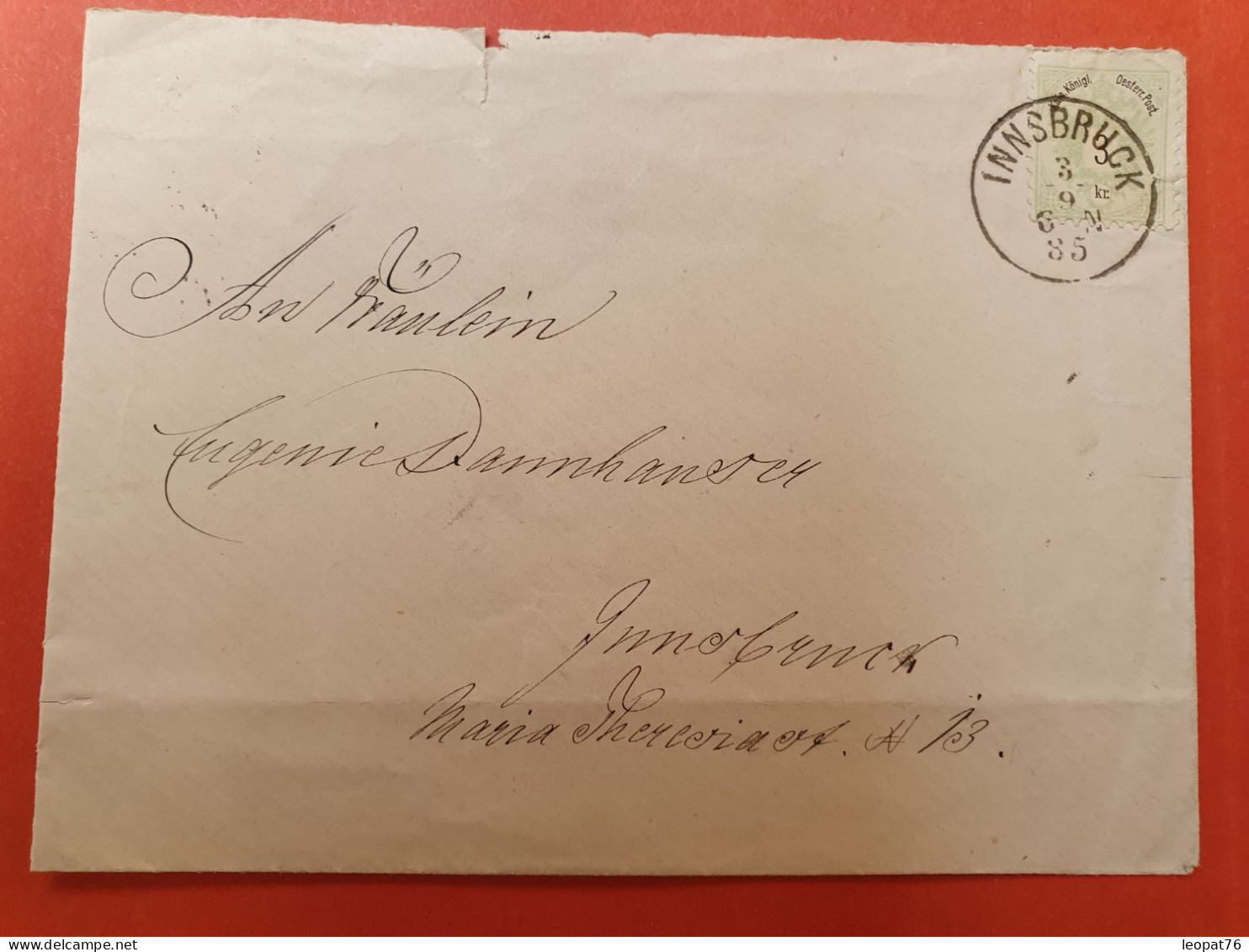 Autriche - Enveloppe ( Pli à Gauche)  De Innsbrück Pour Innsbrück En 1885- J 412 - Lettres & Documents