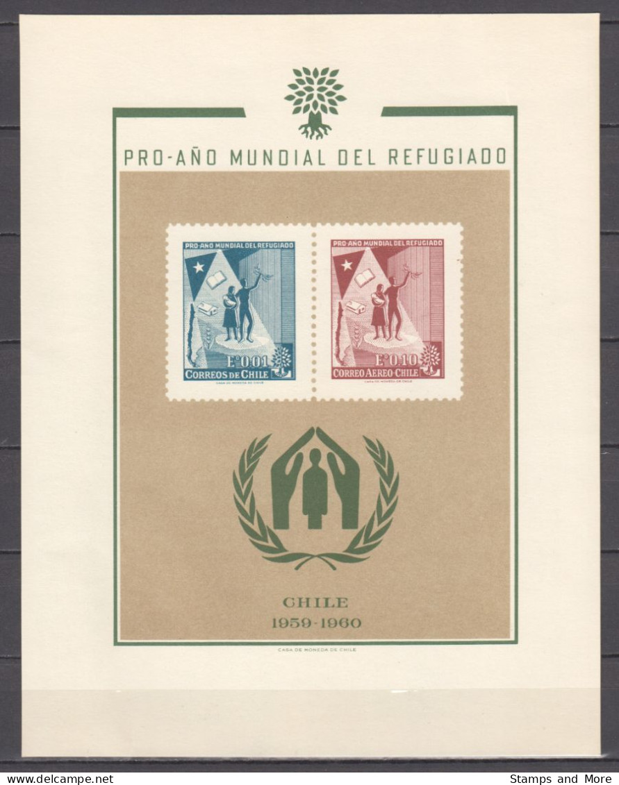 Chile 1960 Special Sheet With Mi 573-574 MH WORLD REFUGEE YEAR - Rifugiati