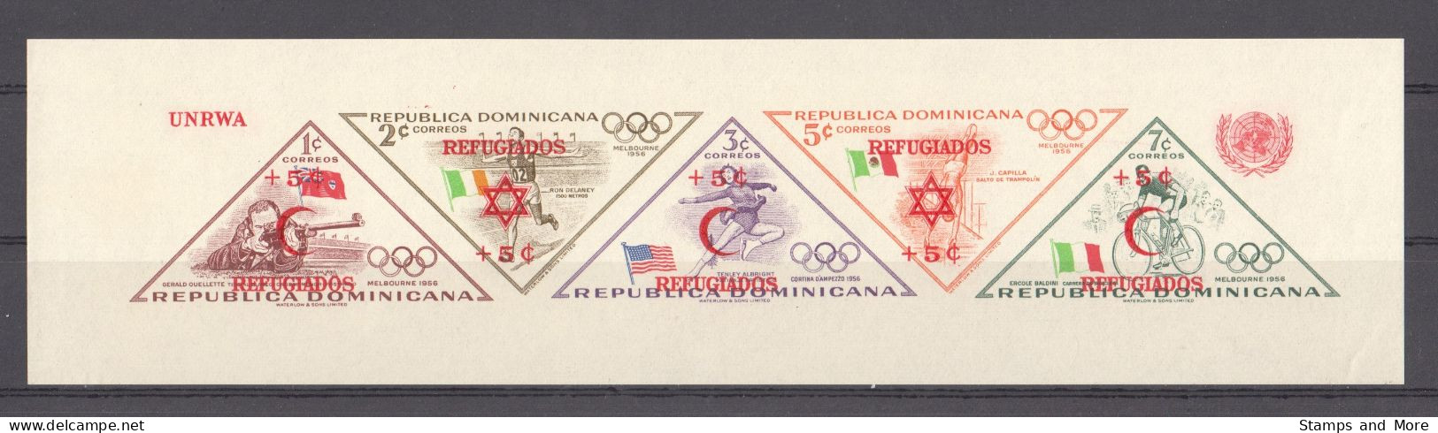 Dominican Republic 1958 Mi Blocks 14A-B + 16A-B MNH SUMMER OLYMPICS MELBOURNE - WORLD REFUGEE YEAR - Estate 1956: Melbourne