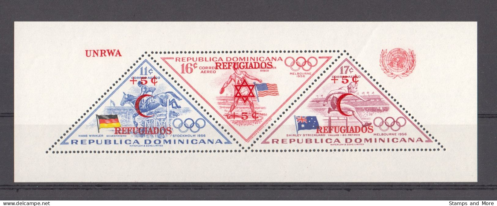 Dominican Republic 1958 Mi Blocks 14A-B + 16A-B MNH SUMMER OLYMPICS MELBOURNE - WORLD REFUGEE YEAR - Ete 1956: Melbourne