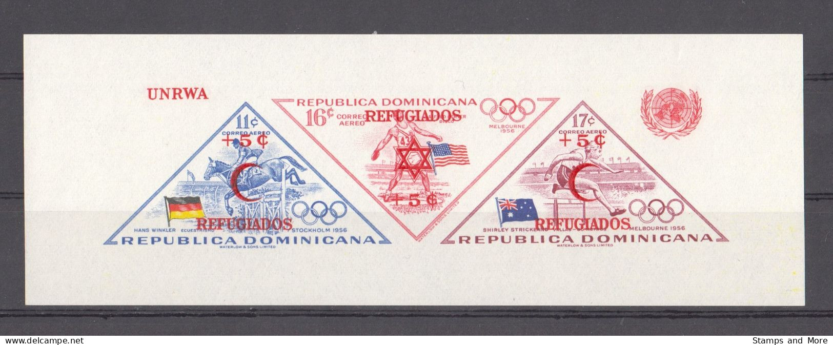 Dominican Republic 1958 Mi Blocks 14A-B + 16A-B MNH SUMMER OLYMPICS MELBOURNE - WORLD REFUGEE YEAR - Summer 1956: Melbourne