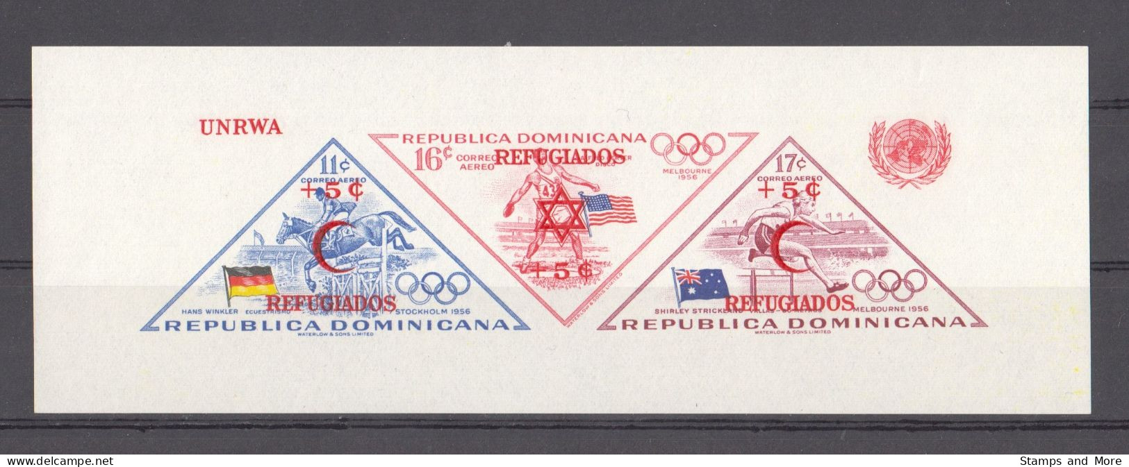 Dominican Republic 1958 Mi Blocks 14A-B + 16A-B MNH SUMMER OLYMPICS MELBOURNE - WORLD REFUGEE YEAR - Verano 1956: Melbourne