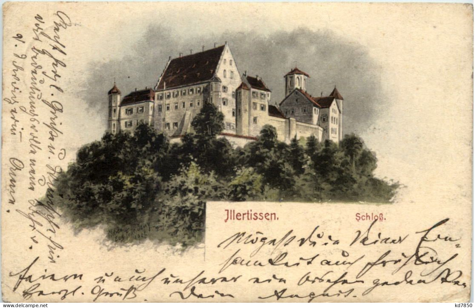 Illertissen - Schloss - Künstler-AK Eugen Felle - Neu-Ulm