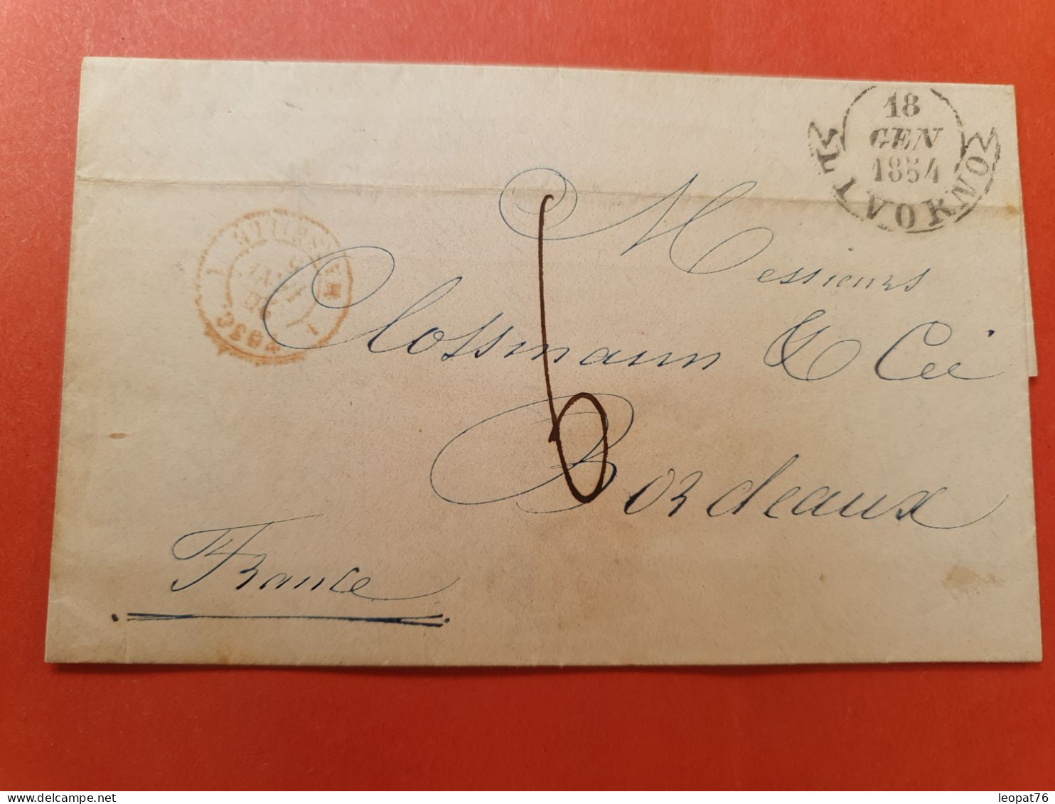 Italie - Lettre Avec Texte De Livourne Pour Bordeaux En 1854 - J 415 - Toscane