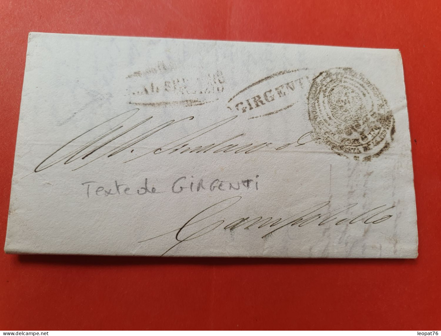 Italie - Lettre Avec Texte De Girgenti ( Filigrane)  En 1859 Pour Campobello  - J 418 - Sicily