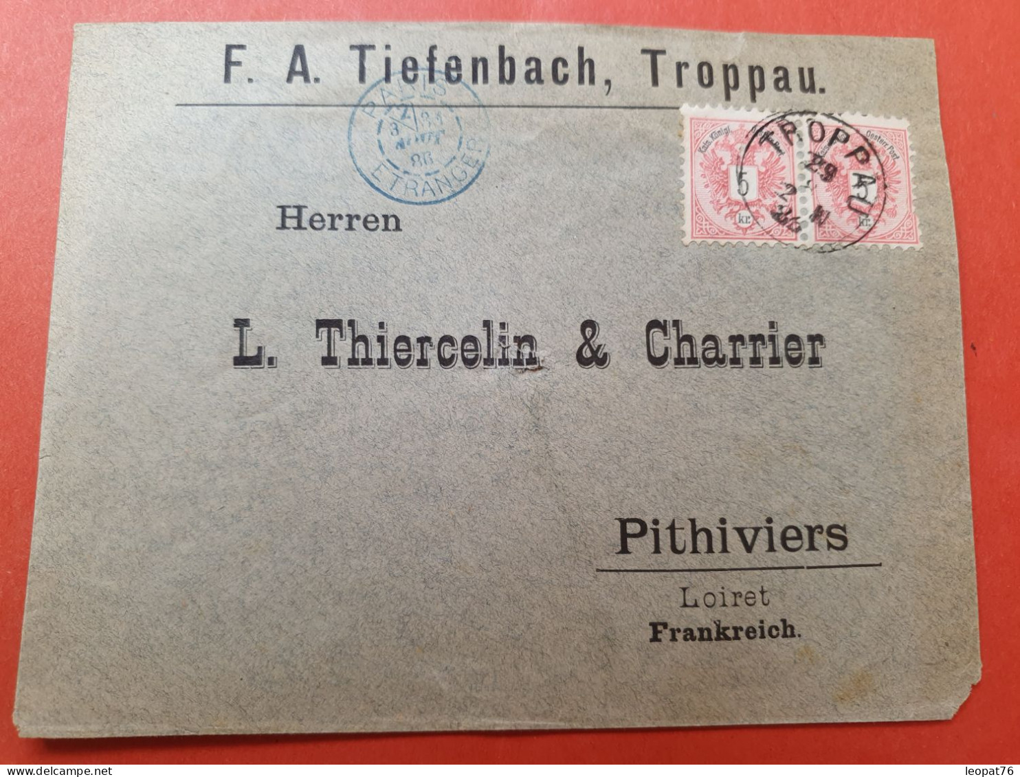 Autriche - Enveloppe Commerciale De Troppau Pour La France En 1886 - J 420 - Lettres & Documents