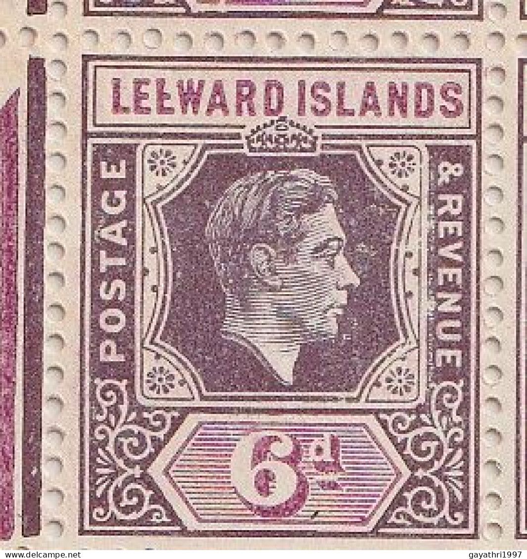Leeward Island 1942 SG 109 Block Of 15 Stamps With Errors And Variety's, E Broken Left Row 4th Stamp (SG109 Ab)and(sh16) - Errors, Freaks & Oddities (EFOs