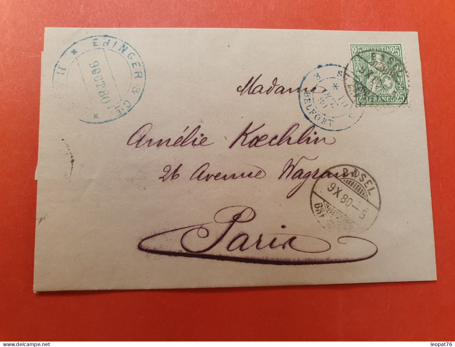 Suisse - Lettre Sans Texte De Basel Pour Paris En 1880 - J 427 - Cartas & Documentos