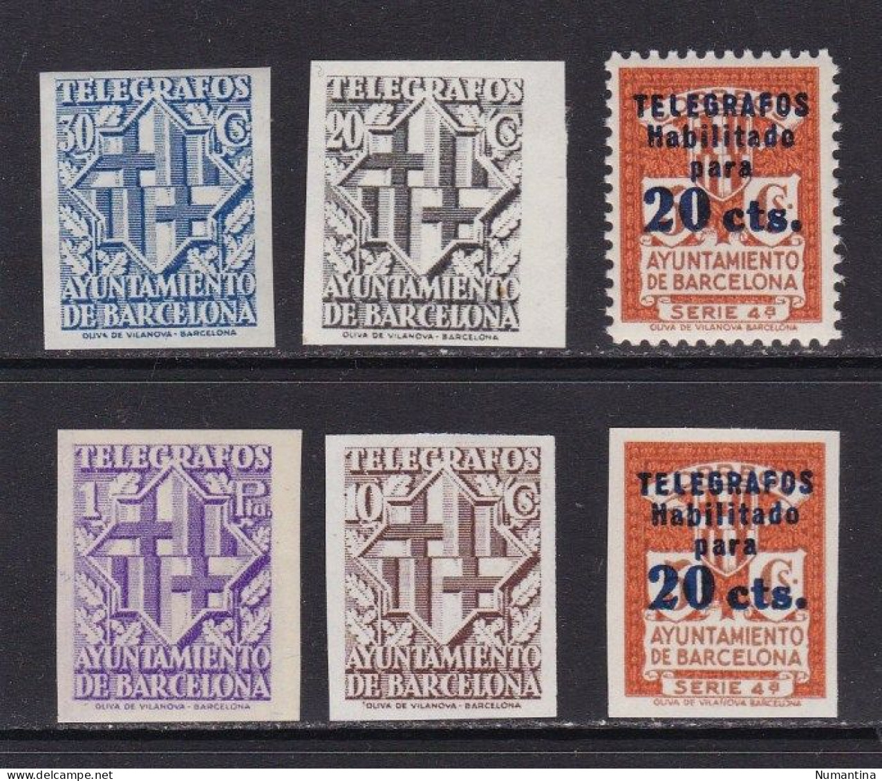 1934/1941 - España - Barcelona - Telegrafos - Edifil 4,11,13s/16s -  - Valor Catalogo 195 € - Barcelona