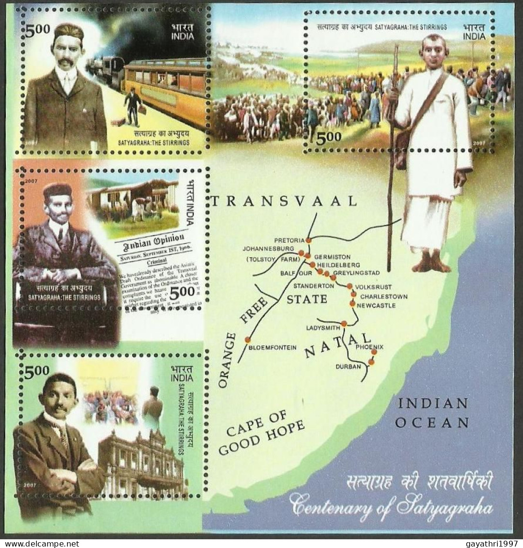 India Satyagraha 2007 Miniature Sheet Mint Good Condition Back Side Also (pms47) - Unused Stamps