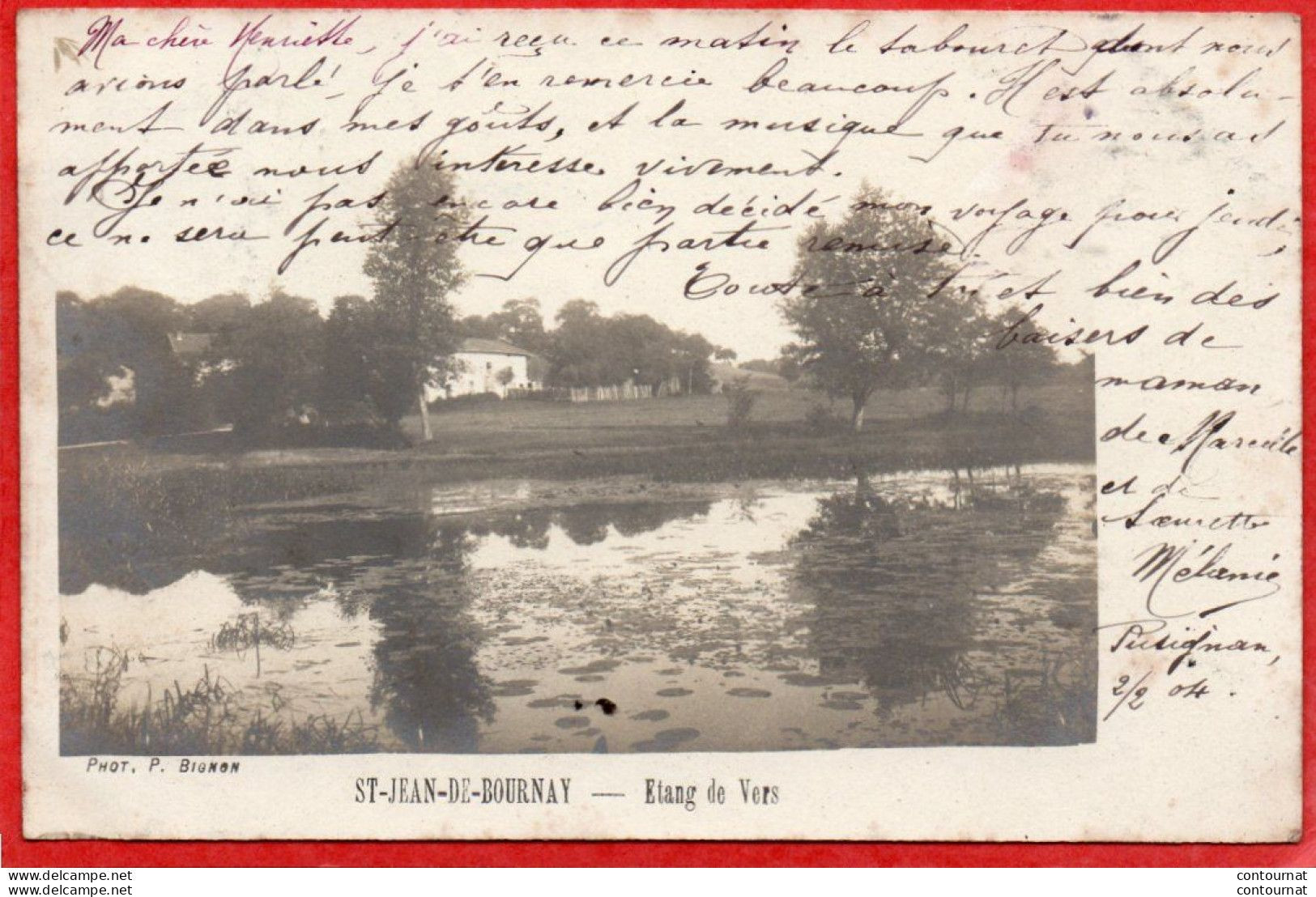 RARE CPA 38 SAINT JEAN DE BOURNAY St Etang De VERS VES ?  Photo Bignon 1904 Photocarte - Saint-Jean-de-Bournay