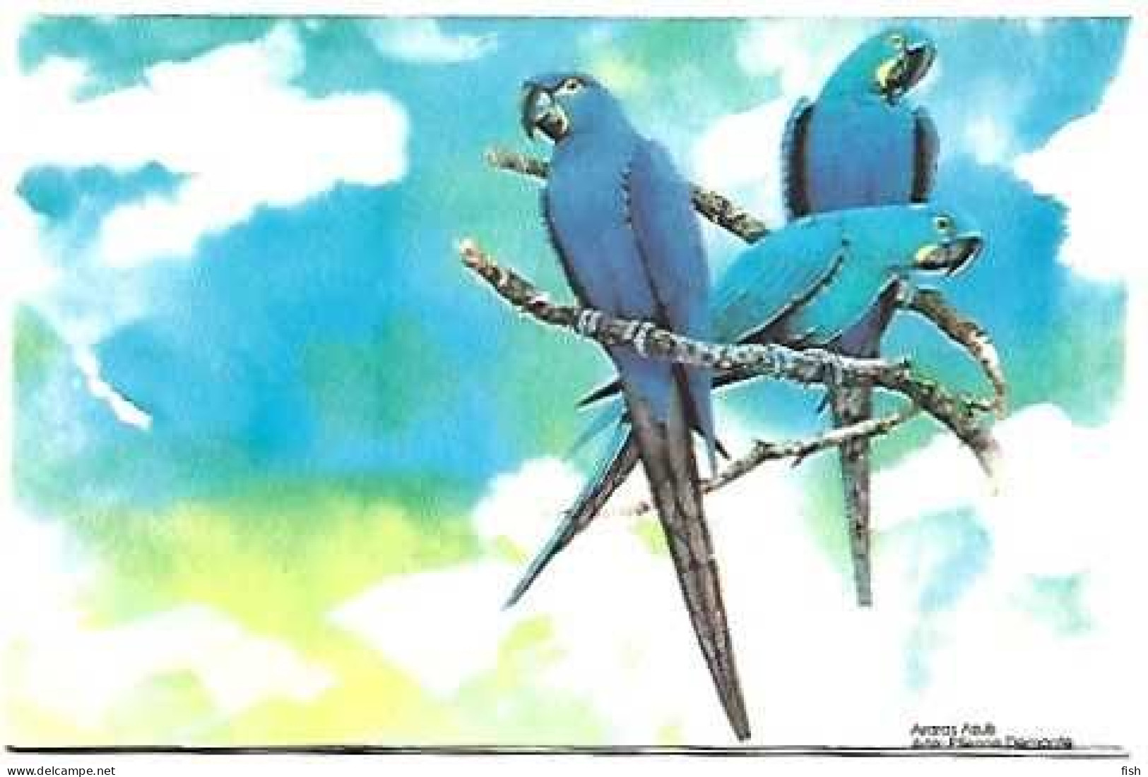 Brazil ** & Pré Franqueado, Aerograma Internacional, Blue Macaws, Anodorhynchus Hyacinthinus (98799) - Koekoeken En Toerako's