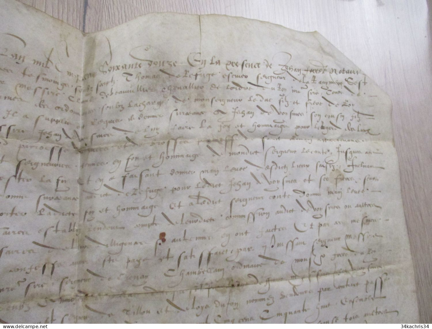 Pièce Signée Parchemin 1572 Claude Beauvilliers Châtellerie Saint Aignan En Berry Acte à Traduire Supplication - Manuscritos