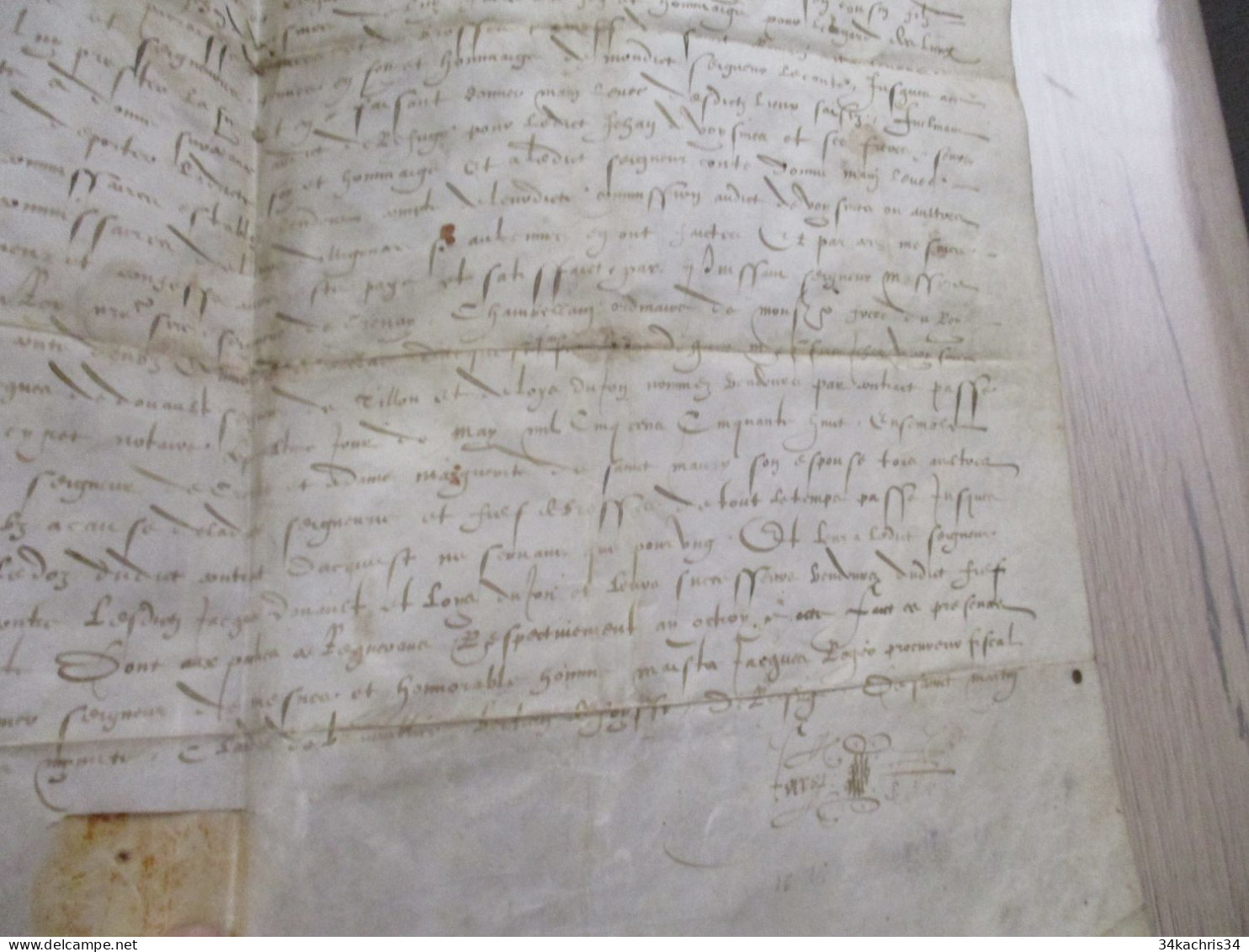 Pièce Signée Parchemin 1572 Claude Beauvilliers Châtellerie Saint Aignan En Berry Acte à Traduire Supplication - Manuscrits