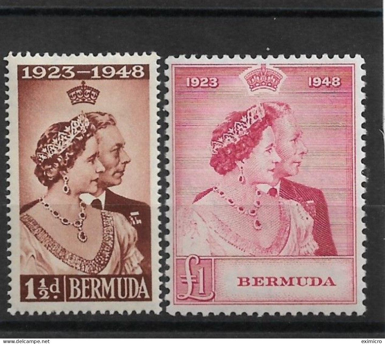 BERMUDA 1948 SILVER WEDDING SET MOUNTED MINT Cat £45 - Bermuda