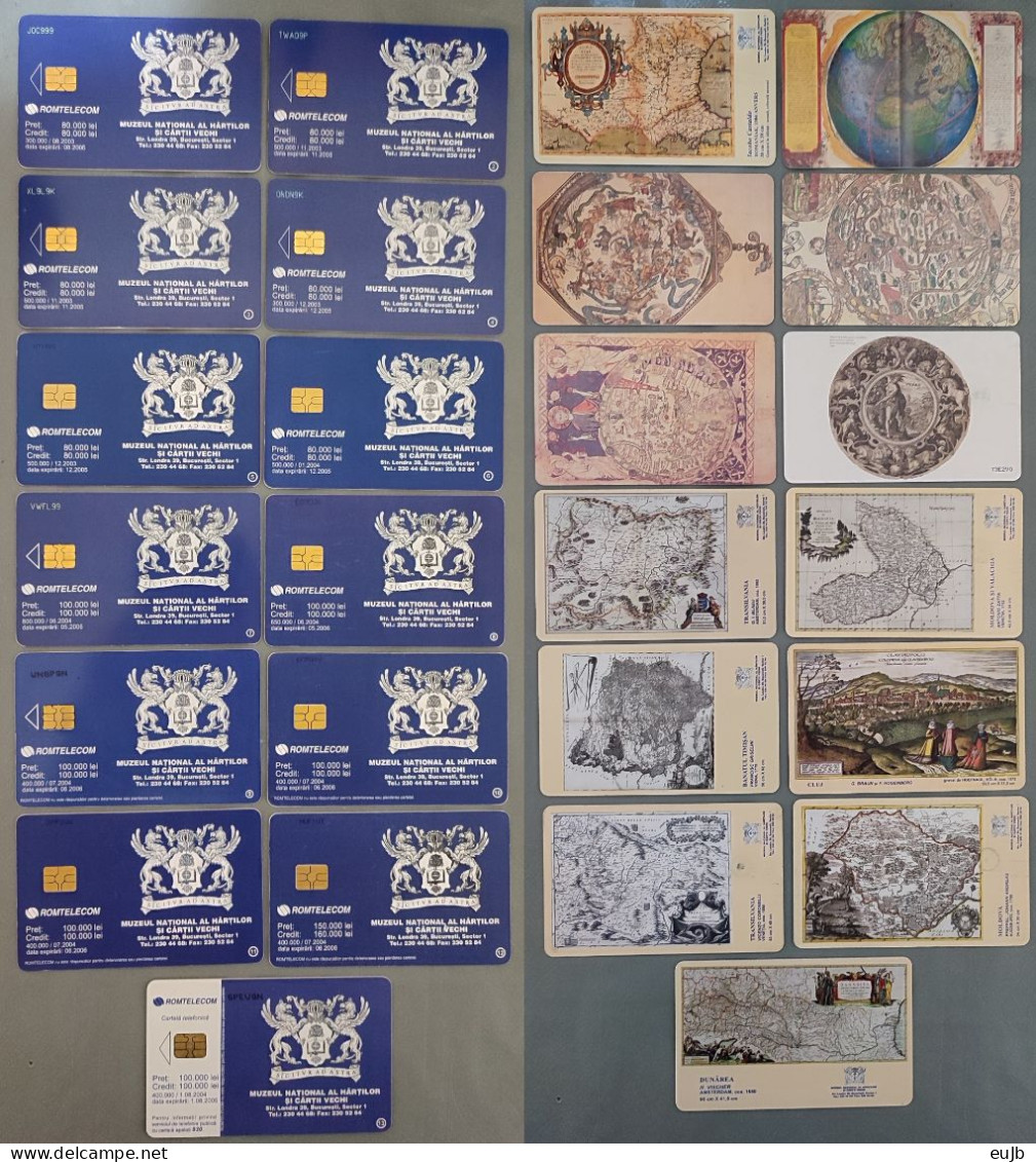 Colecție 13 Cartele Din Seria "Muzeul Național Al Hărților și Cărții Vechi", Romania, Anul 2004 - Cultura