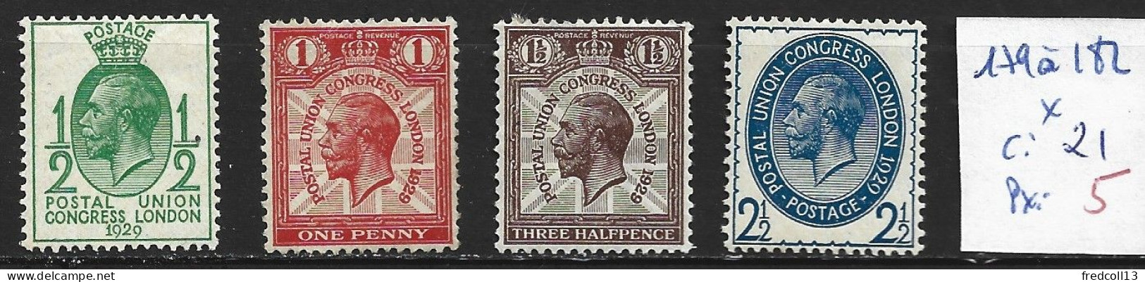 GRANDE-BRETAGNE 179 à 82 * Côte 21 € - Unused Stamps