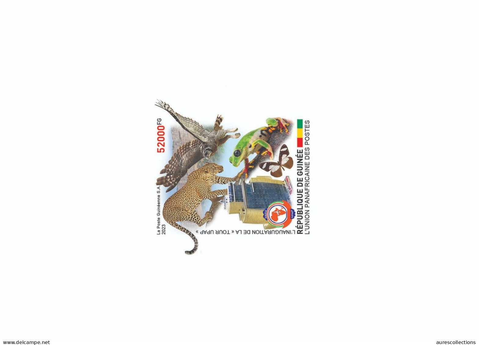 GUINEA 2023 - DELUXE PROOF - JOINT ISSUE - UPAP PAPU TOWER - FROGS FROG BUTTERFLY BUTTERFLIES CHEETAH EAGLE EAGLES BIRDS - Emissions Communes