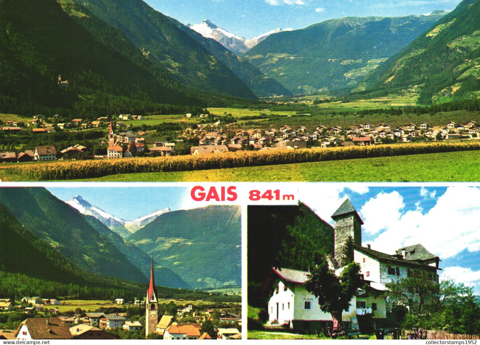 GAIS, APPENZELL, MULTIPLE VIEWS, ARCHITECTURE, MOUNTAIN, TOWER WITH CLOCK, CHURCH, SWITZERLAND, POSTCARD - Gais