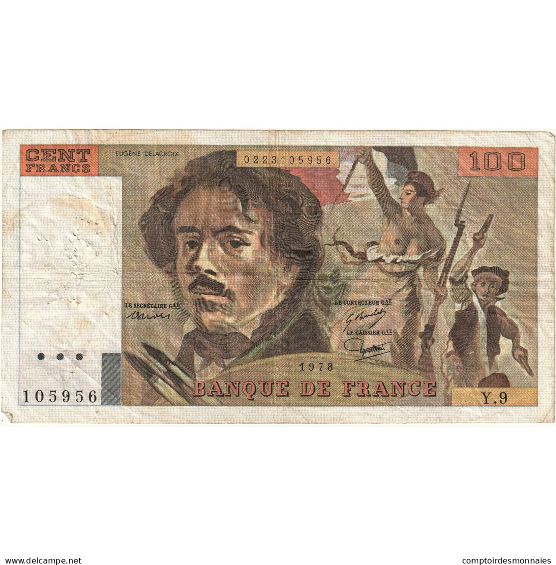 France, 100 Francs, Delacroix, 1978, Y.9 105956, B, Fayette:69.4a, KM:154b - 100 F 1978-1995 ''Delacroix''