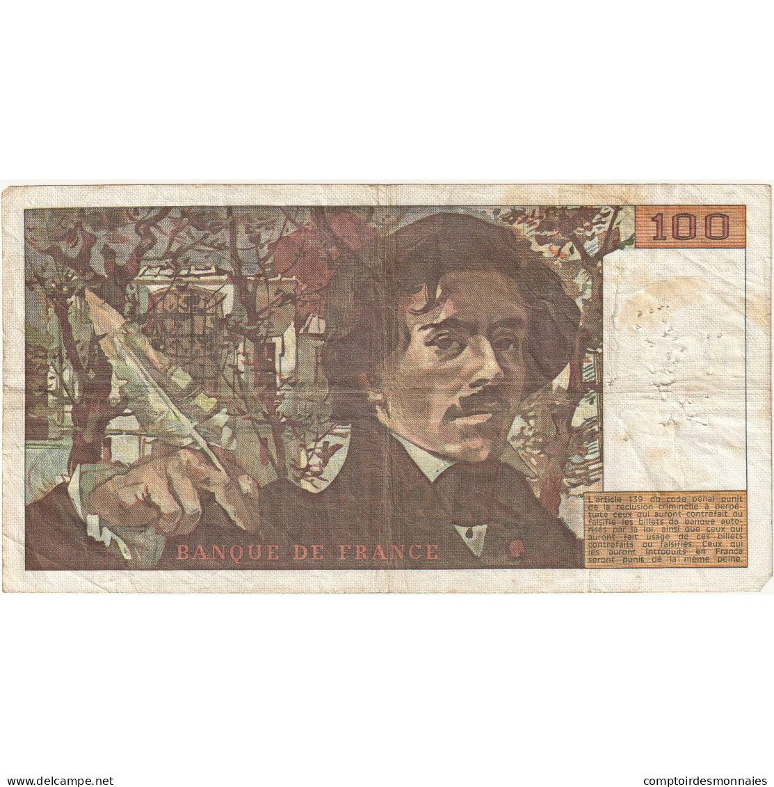 France, 100 Francs, Delacroix, 1978, Y.9 105956, B, Fayette:69.4a, KM:154b - 100 F 1978-1995 ''Delacroix''