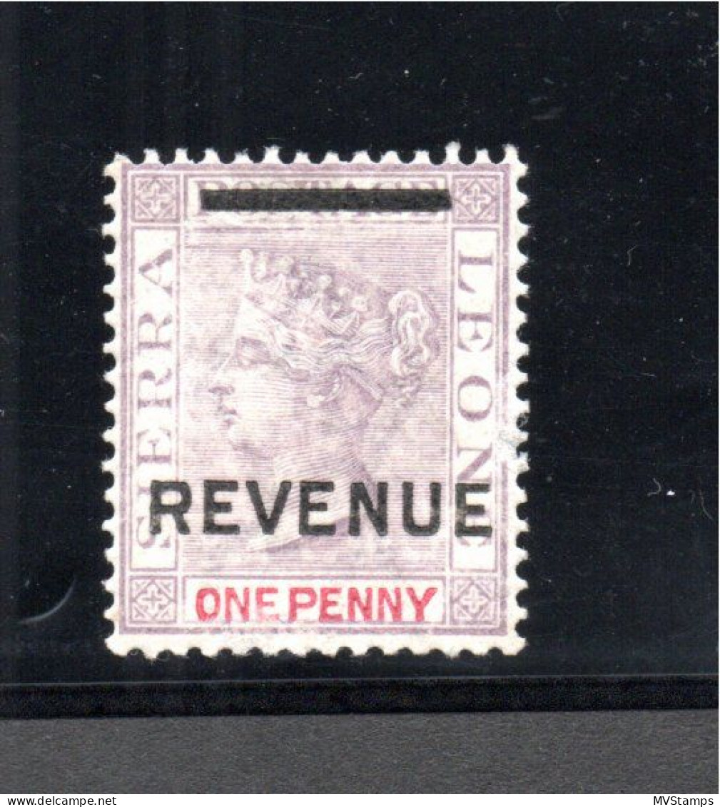 Sierra Leone Old One Penny Victoria Stamp Oveprinted Revenue MLH - Sierra Leona (...-1960)