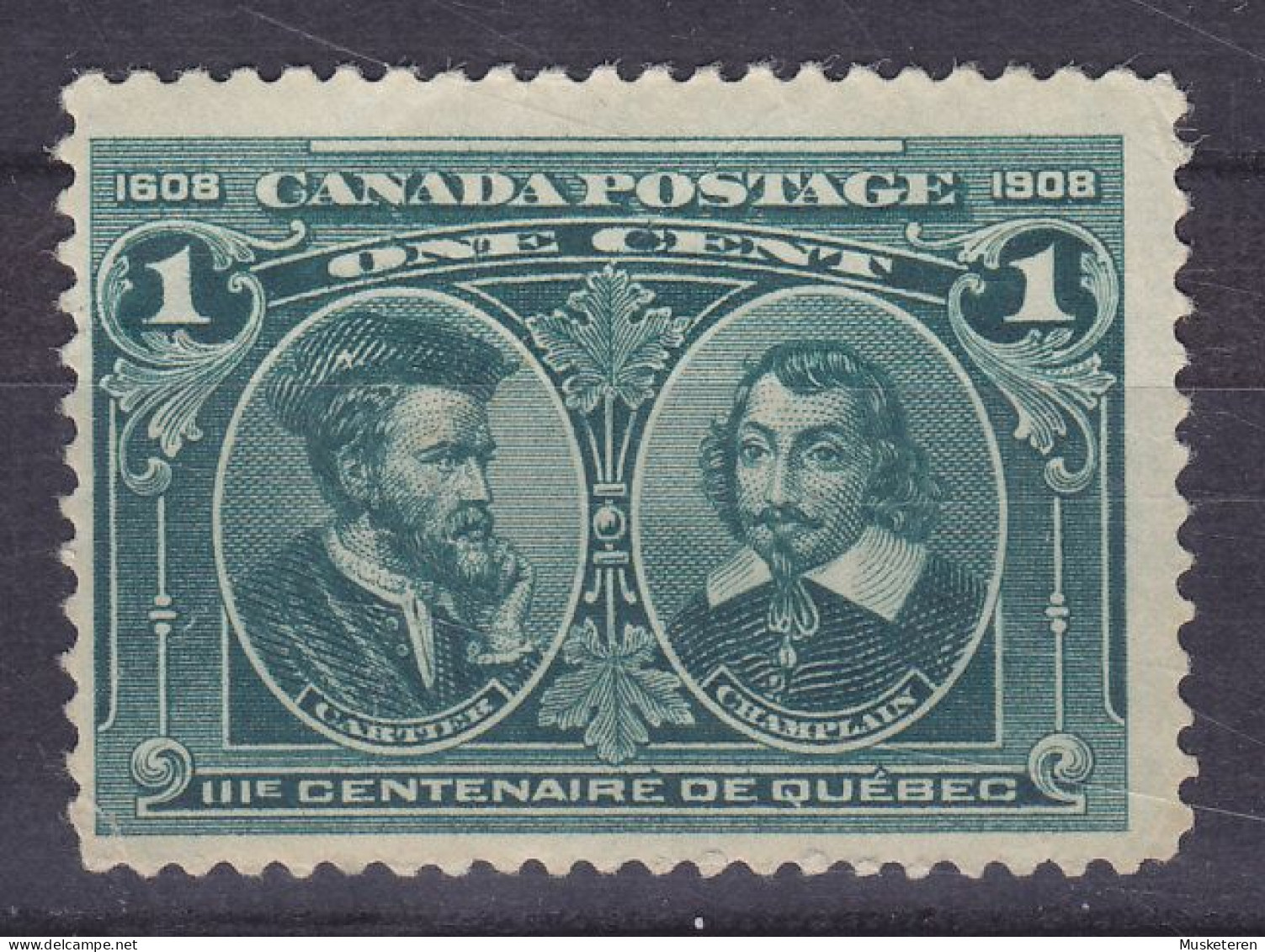 Canada 1908 Mi. 85, 1c. Jacques Cartier & Samuel De Champlain, MH* (2 Scans) - Unused Stamps