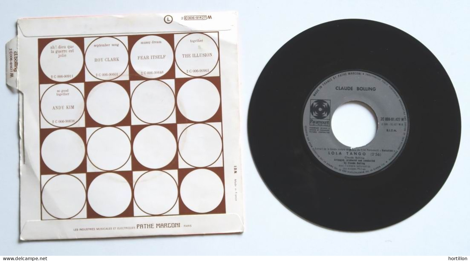 Disque 45 T Vinyle CLAUDE BOLLING BO Film "Borsalino" Avec Jean-Paul Belmondo Et Alain Delon Tangos - Musique De Films