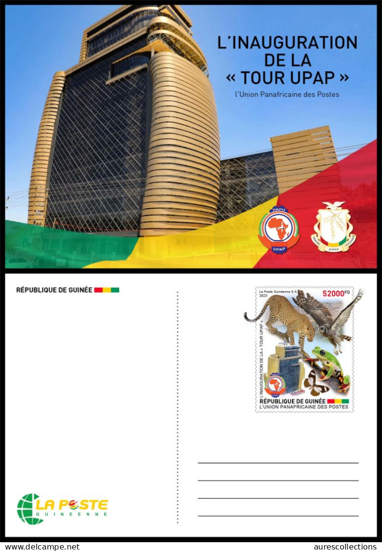 GUINEA 2023 STATIONERY CARD- JOINT ISSUE - UPAP PAPU TOWER - FROGS FROG BUTTERFLY BUTTERFLIES CHEETAH EAGLE EAGLES BIRDS - Emissions Communes