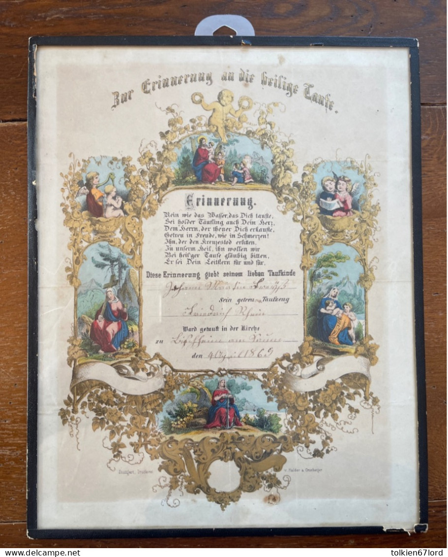 BISCHHEIM (67) Bas-Rhin Alsace Bischheim Goettelbrief Baptême FREYSZ RHEIN 1869 Judaica Ancien Mikve Juif Bain Rituel - Birth & Baptism