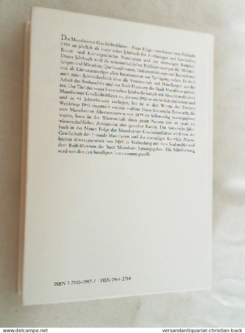 Mannheimer Geschichtsblätter III/1996. Neue Folge - Sonstige & Ohne Zuordnung