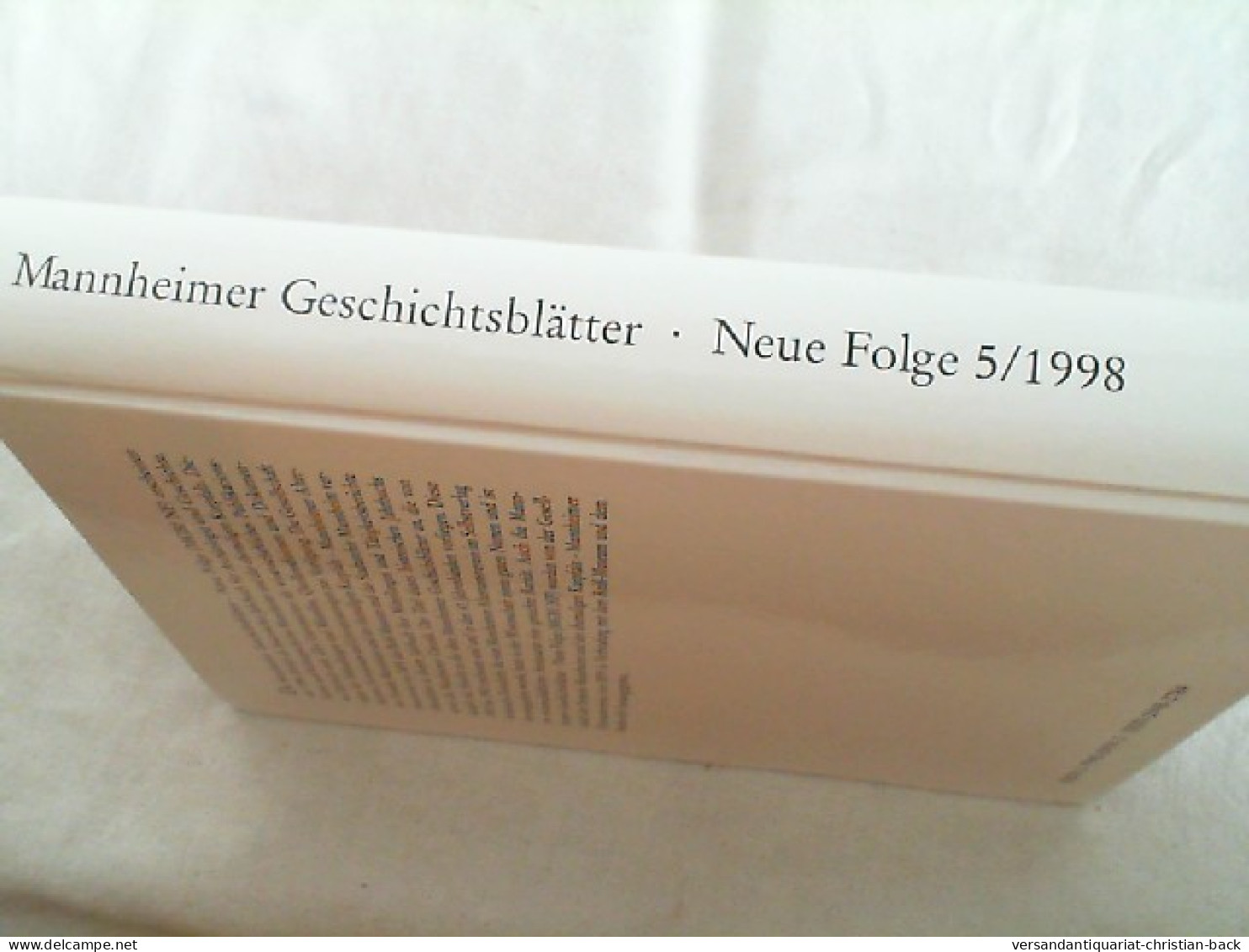 Mannheimer Geschichtsblätter Neue Folge 5/1998. - Sonstige & Ohne Zuordnung