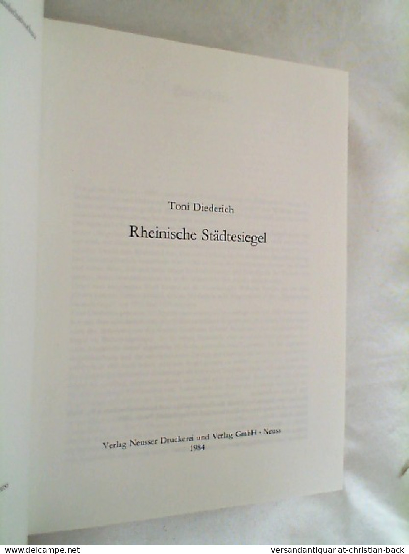 Rheinische Städtesiegel. - Sonstige & Ohne Zuordnung