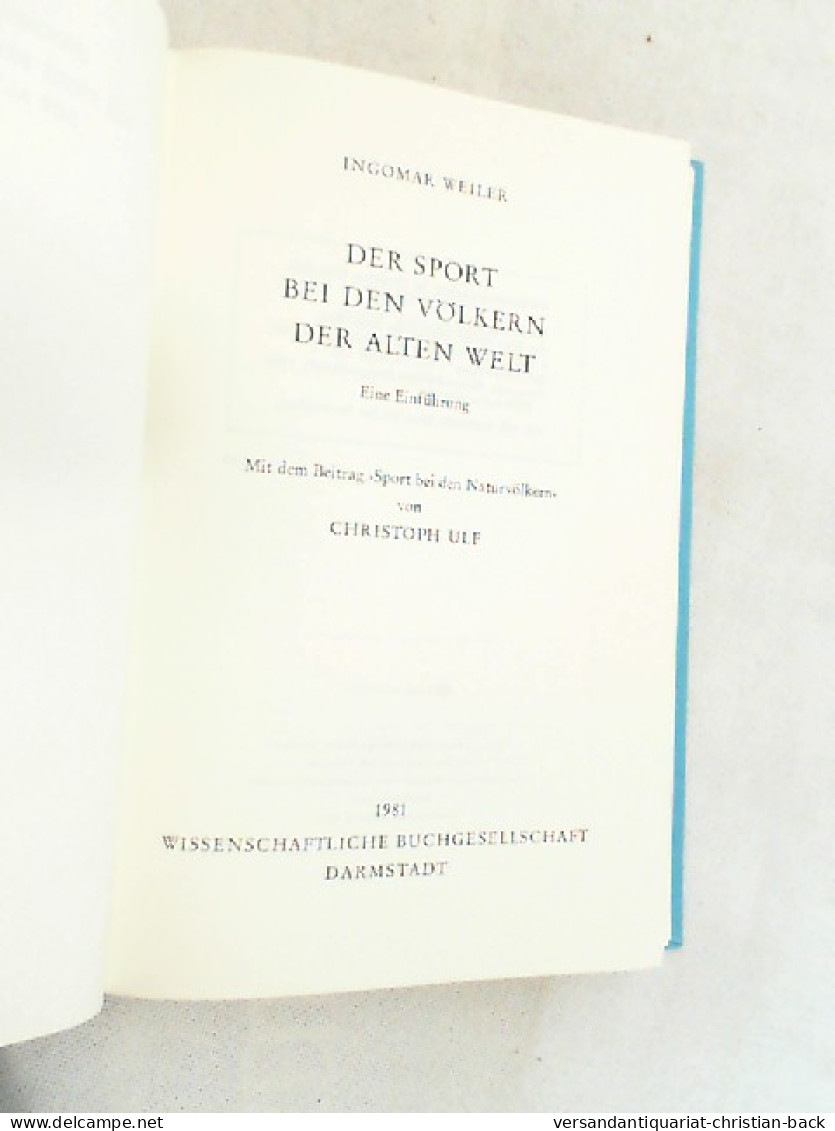 Der Sport Bei Den Völkern Der Alten Welt : E. Einf. - Andere & Zonder Classificatie