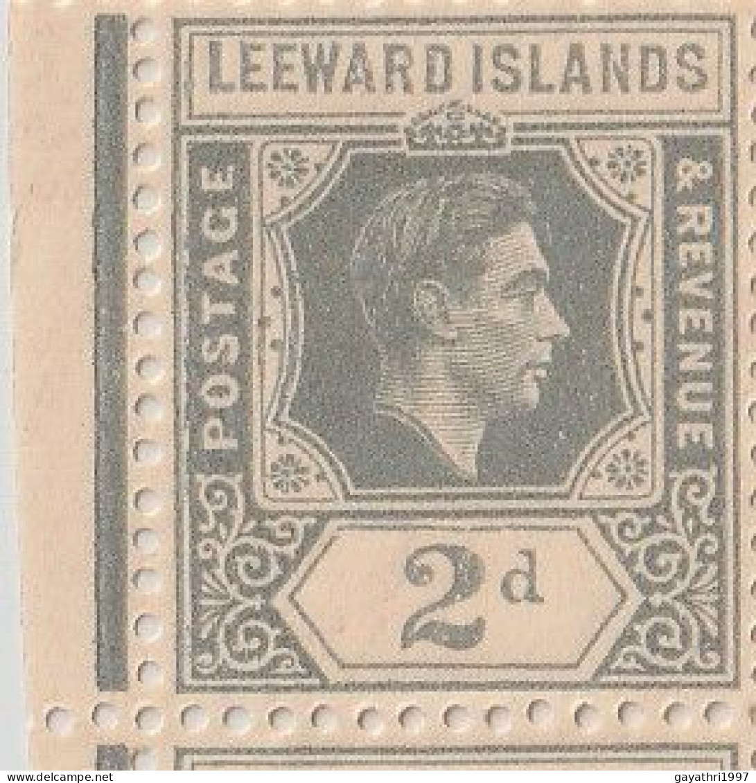 Leeward Island 1942 SG 103 Slate-  grey Block of 18 stamps with errors and many variety's,  ( sh17)