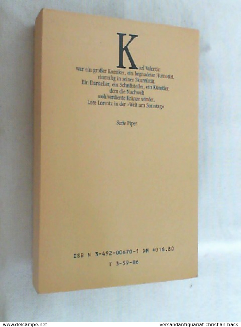 Das Valentin-Buch : Von U. über Karl Valentin In Texten U. Bildern. - Théâtre & Scripts