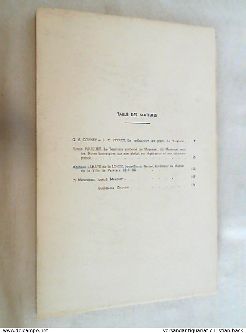 Volume 47. BULLETIN De LA SOCIETE VERVIETOISE D'ARCHEOLOGIE ET D'HISTOIRE. - Archeology