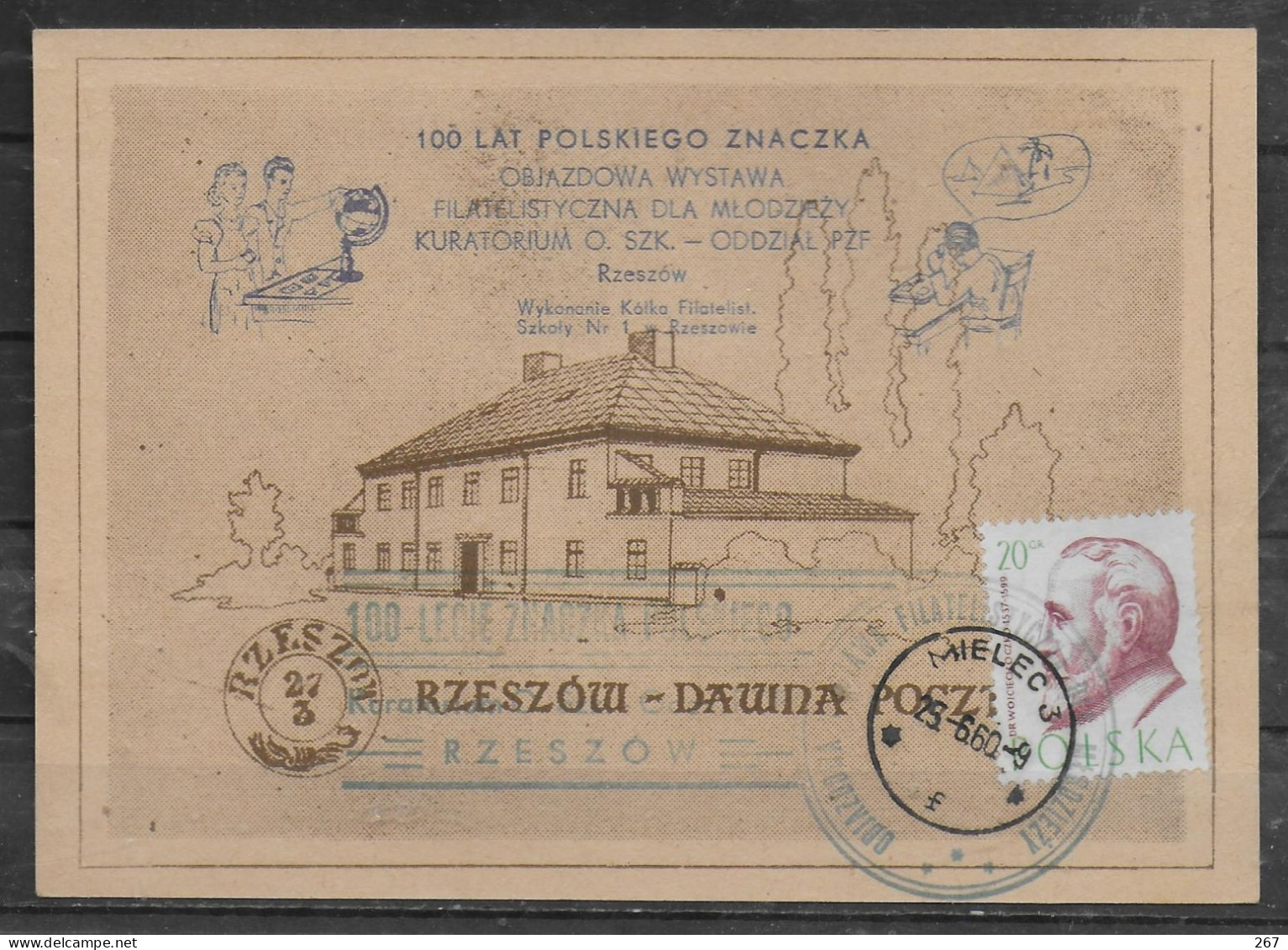 POLOGNE Carte  1960 Mielec 100 Ans De  Poste Medecin Oczko - Brieven En Documenten